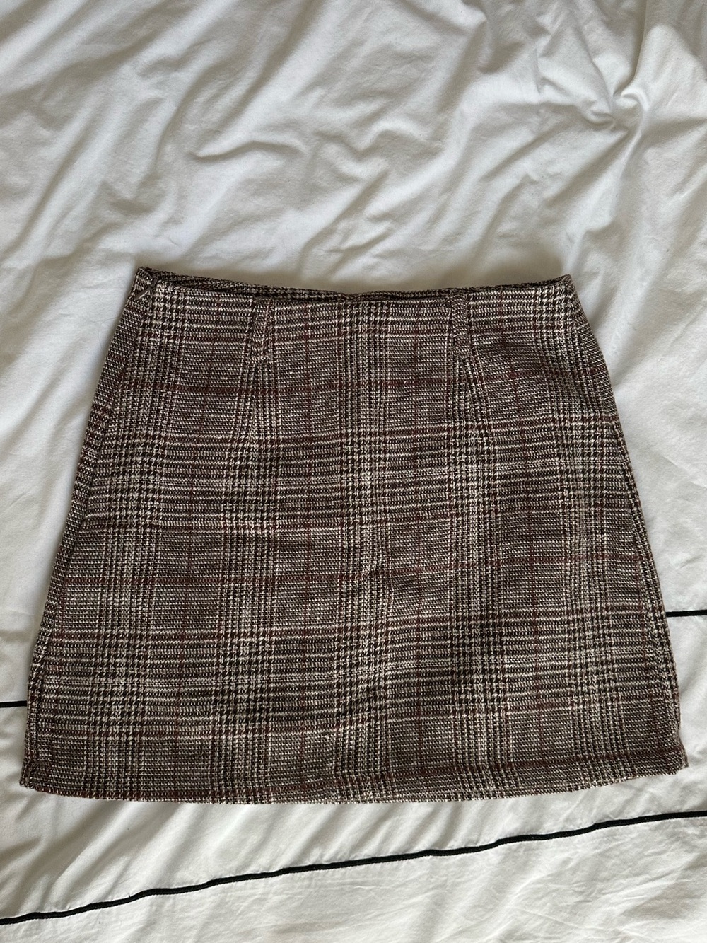 Plaid Mini Skirt in Brown